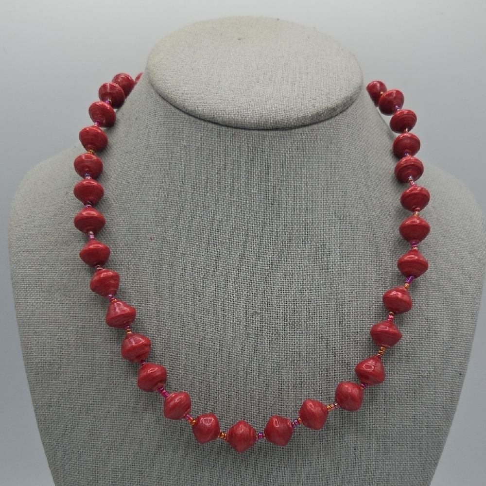 5 FOR $25! Bead For Life Bold Red Beaded Necklace